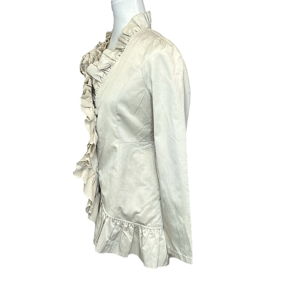 Anthropologie Ryu Cream Sheen Ruffled Jacket - Picture 7 of 7
